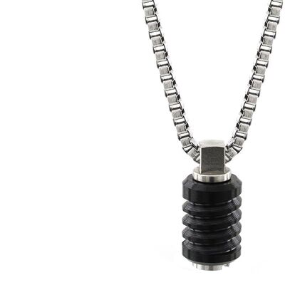 Collar de acero inoxidable azabache - Pequeño (18 '') - PVD negro pulido