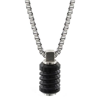 Collar de acero inoxidable azabache - Mediano (22 '') - PVD negro pulido