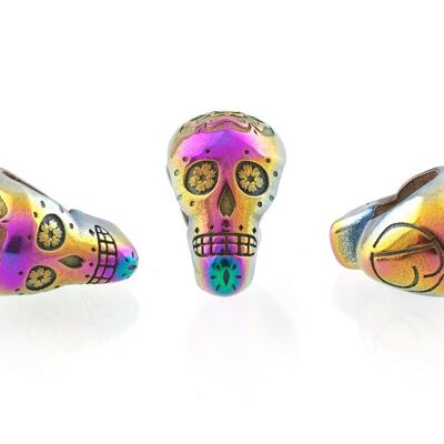Candy Skull Bead Stainless Steel - Candy Skull Bead PVD Rainbow