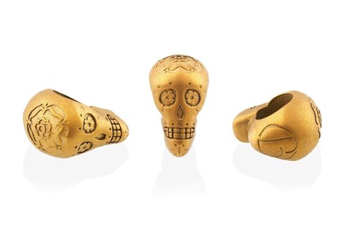 Candy Skull Bead Stainless Steel - Candy Skull Bead PVD Matte Gold
