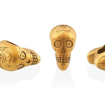 Candy Skull Bead Stainless Steel - Candy Skull Bead PVD Matte Gold