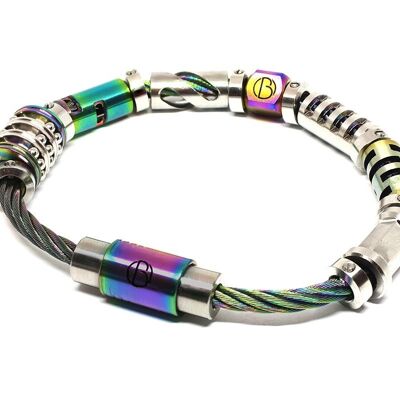 Bracelet en acier inoxydable CABLE chromatique entièrement chargé