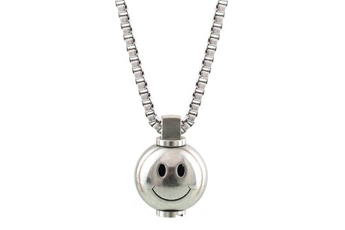 Big Smiley Stainless Steel Necklace - Medium (22”) - Stainless Steel