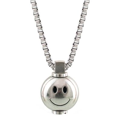 Big Smiley Stainless Steel Necklace - Medium (22”) - Stainless Steel