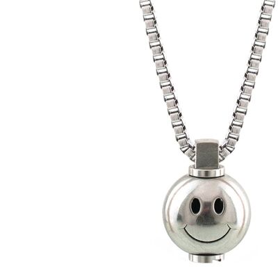 Big Smiley Stainless Steel Necklace - Medium (22”) - Stainless Steel