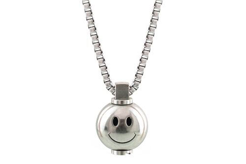 Big Smiley Stainless Steel Necklace - Extra Large (36”) - Stainless Steel