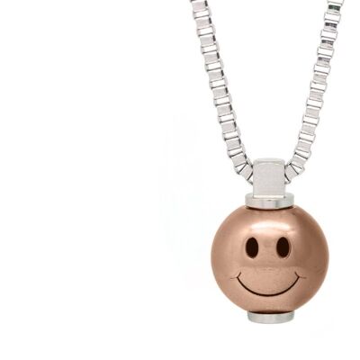 Collana in acciaio inossidabile con grande smiley - Su misura - PVD oro rosa