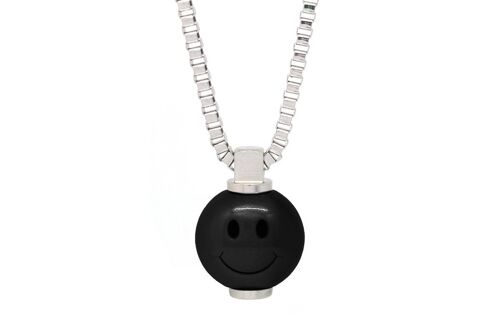 Big Smiley Stainless Steel Necklace - Extra Small (16”) - PVD Polished Black