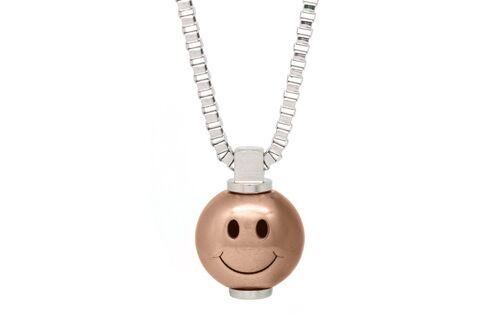 Big Smiley Stainless Steel Necklace - Extra Small (16”) - PVD Rose Gold