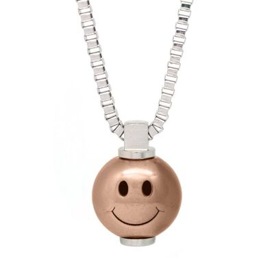 Big Smiley Stainless Steel Necklace - Extra Small (16”) - PVD Rose Gold