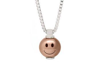 Collier Big Smiley en acier inoxydable - Petit (18") - PVD Or Rose 1