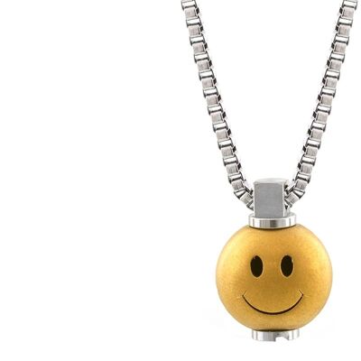 Big Smiley Stainless Steel Necklace - Medium (22”) - PVD Matte Gold