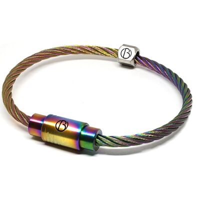 Pulsera de acero inoxidable con cable arcoíris