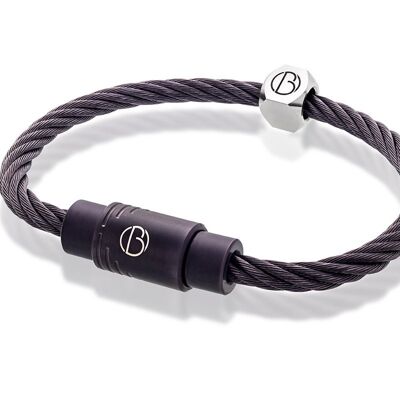 Pulsera de acero inoxidable CABLE antracita - A medida