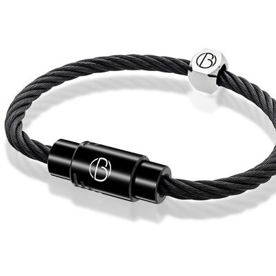Bracelet en acier inoxydable CABLE noir poli - Sur mesure