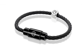 Bracelet en acier inoxydable CABLE noir poli - Sur mesure 1