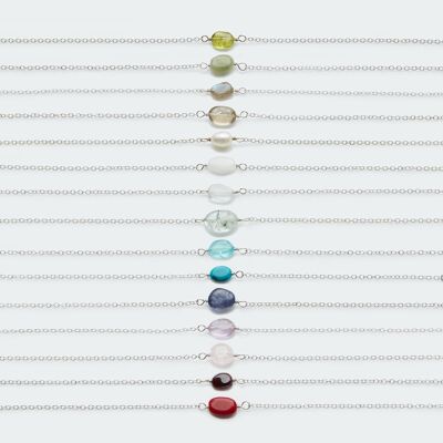 Pebble gemstone bracelet silver