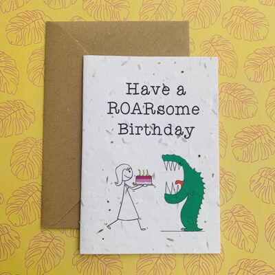 Have a Roarsome Birthday Plantable Wildflower Seed Card