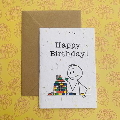 Happy Birthday Stickman Lego Plantable Wildflower Seed Card