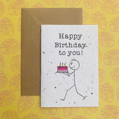 Happy Birthday Stickman Plantable Wildflower Seed Card