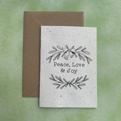 Peace, Love & Joy Reindeer Poo Greeting Card
