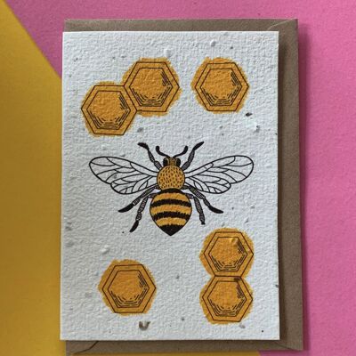 Bee Honeycomb Plantable Seed Card
