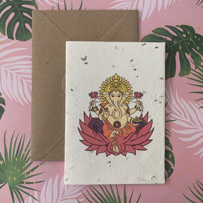 Colourful Hindu God Ganesh Plantable Seed Card