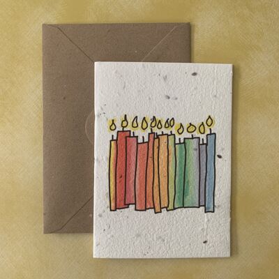 Rainbow Birthday Candles Plantable Seed Card