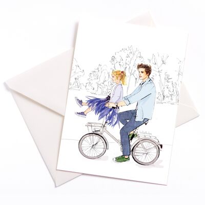 Un giro in bicicletta divertente - biglietto con anima colorata e busta | 105