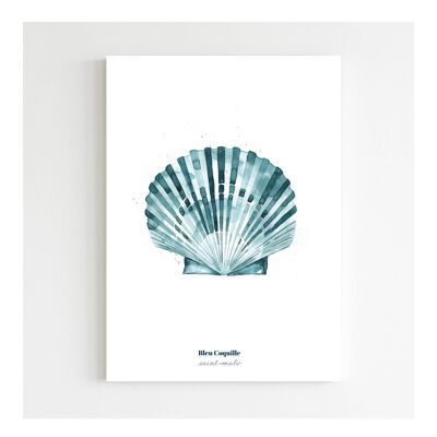 Papeterie Affiche Déco 14.8 x 21 cm - Coquille Bleue