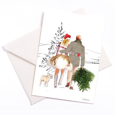Temps de Noël confortable - carte avec noyau de couleur et enveloppe | 209