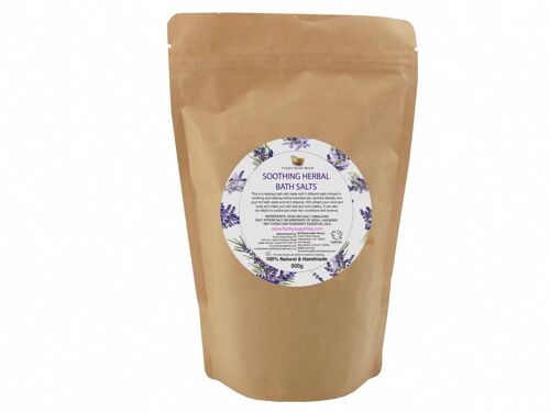 Soothing Herbal Bath Salts, 100% Natural, Refill Pouch, 500G