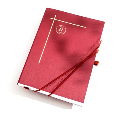vegan bio-leather notebook  -  Lilly; large / ruby