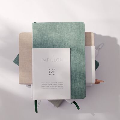 Dzukou Papillon - Cuaderno de tapa dura A5 de lino con páginas en blanco