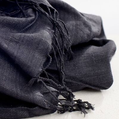 Dzukou Timeless Silk - Handwoven Eri Silk Scarf - Vegan Silk - Ahimsa Silk - Peace Silk - Handmade - Charcoal - Slow Fashion