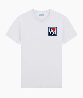 J'aime le T-shirt unisexe blanc des années 80 1