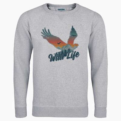 Graues Unisex-Sweatshirt „Wild Life“.