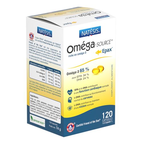 OmégaSource 503 mg (oméga 3 : 65 % )   EPA/DHA : 33/22 / 120 CAPS