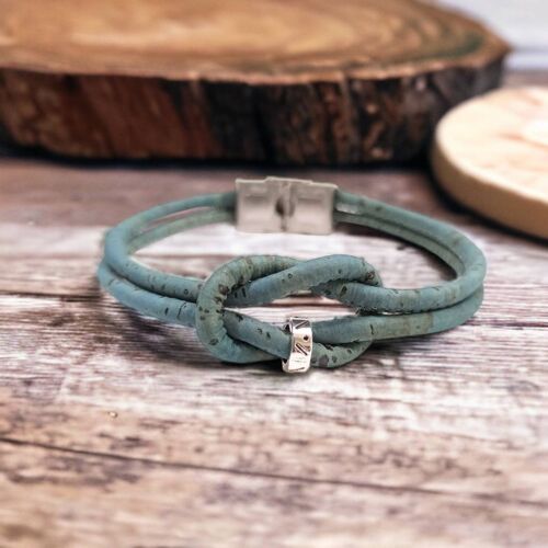 Bracelet en liège bleu-gris, Axelle - Mode éthique et vegan pour homme