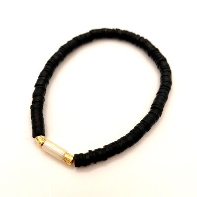 Bracelet Heishi Noir et son tube de Coquillage