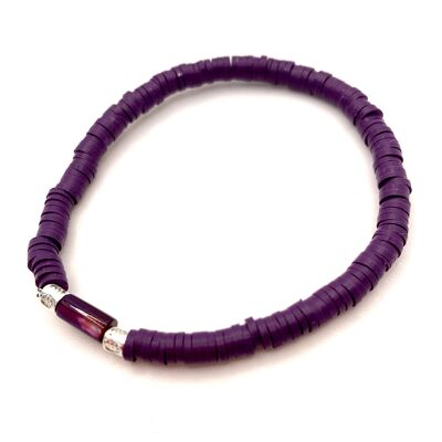 Bracelet Heishi Violet et son tube de Coquillage