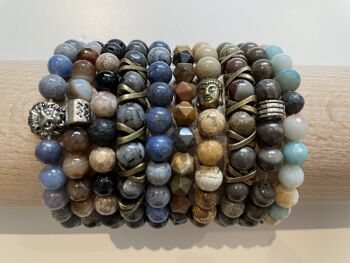 Ensemble de bracelets pour hommes en pierre naturelle faits à la main 10 pièces