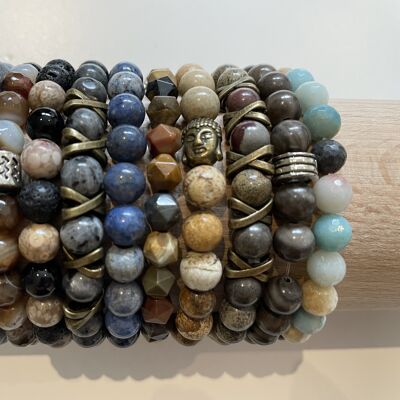 Ensemble de bracelets pour hommes en pierre naturelle faits à la main 10 pièces