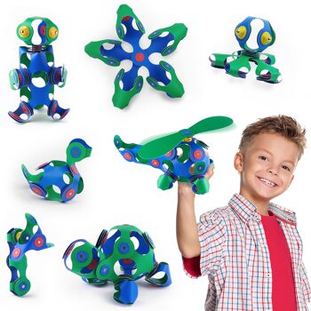Clixo Crew 30 stuks set (blauw/groen)- flexibel magnetisch Speelgoed 1