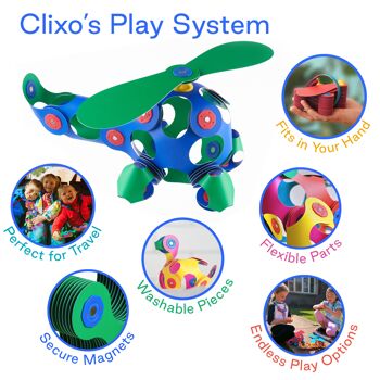 Clixo Crew 30 stuks set (blauw/groen)- flexibel magnetisch Speelgoed 6