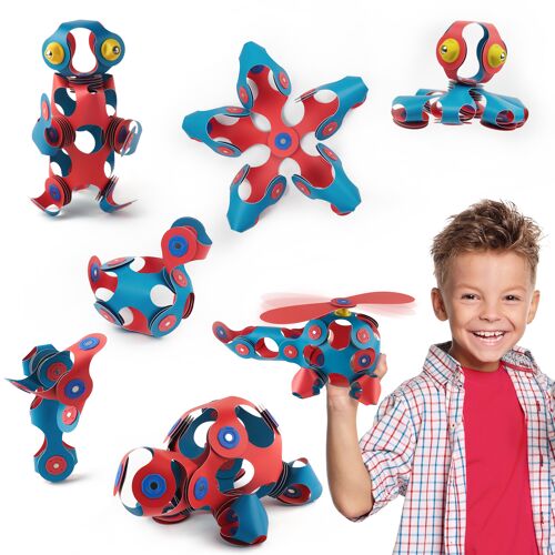 Clixo Crew 30 stuks set (flamingo/turquoise) - flexibel magnetisch speelgoed