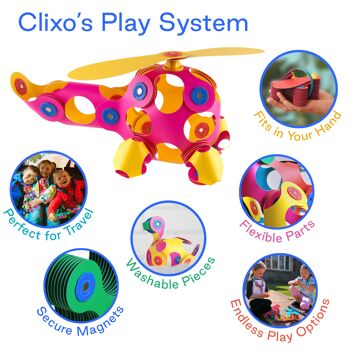 Clixo Crew 30 stuks set (roze/geel) - flexibel magnetisch Speelgoed 3