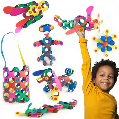 Clixo Rainbow 42 pezzi set (multicolore)-flexibel magnetisch speelgoed
