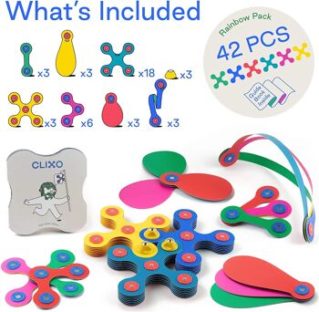 Clixo Rainbow 42 stuks set (multicolore)-flexibel magnetisch Speelgoed 2