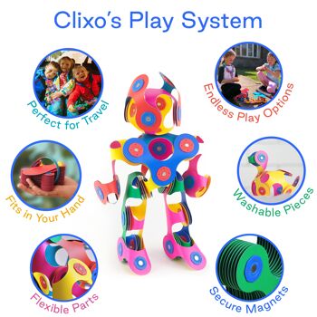 Clixo Rainbow 42 stuks set (multicolore)-flexibel magnetisch Speelgoed 5